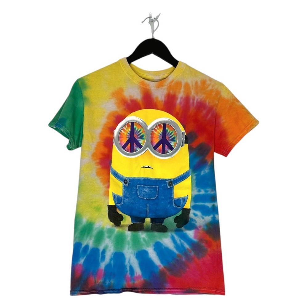 Minions Despicable Me Tie-Dye T-Shirt Size Small Peace Sign Glasses Graphic Tee